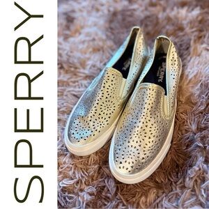 Sperry Women's Metallic Gold Slip-On Flats